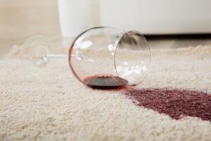 Many deep carpet stains are caused by wine spills.